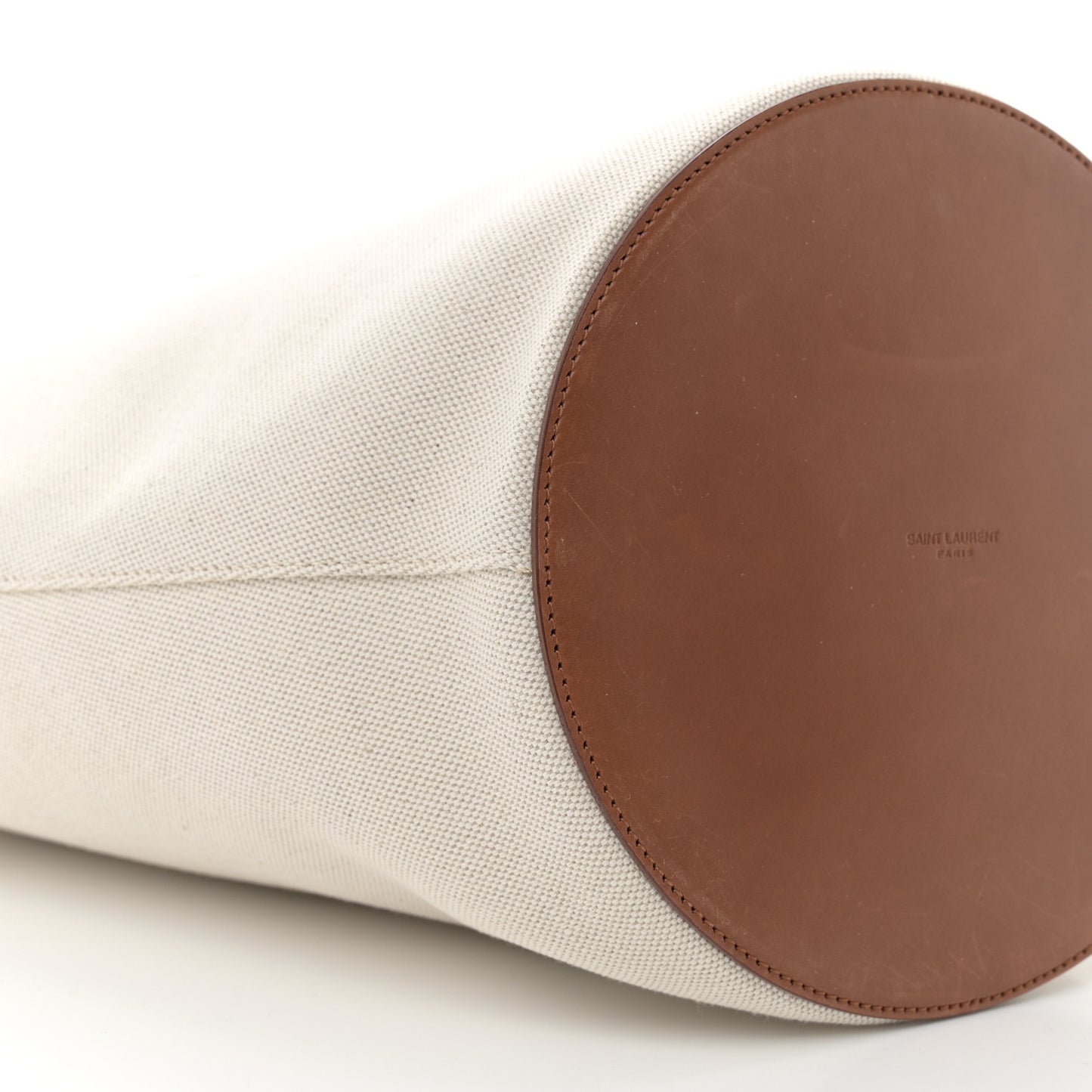 Linen Calfskin Rive Gauche Basket Tote Optic White Tan