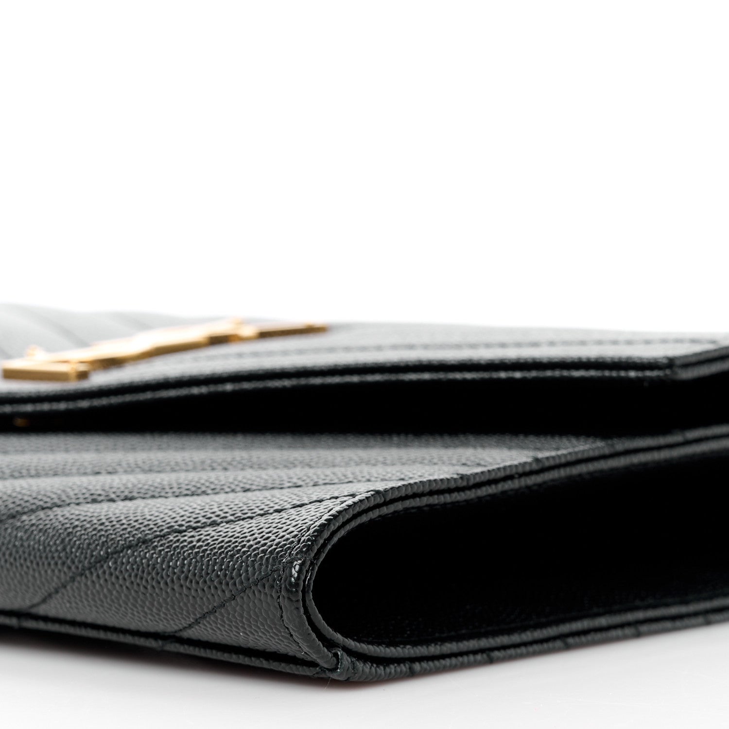 Saint Laurent Grain De Poudre Matelasse Chevron Monogram Envelope Clutch Black 10 of 10
