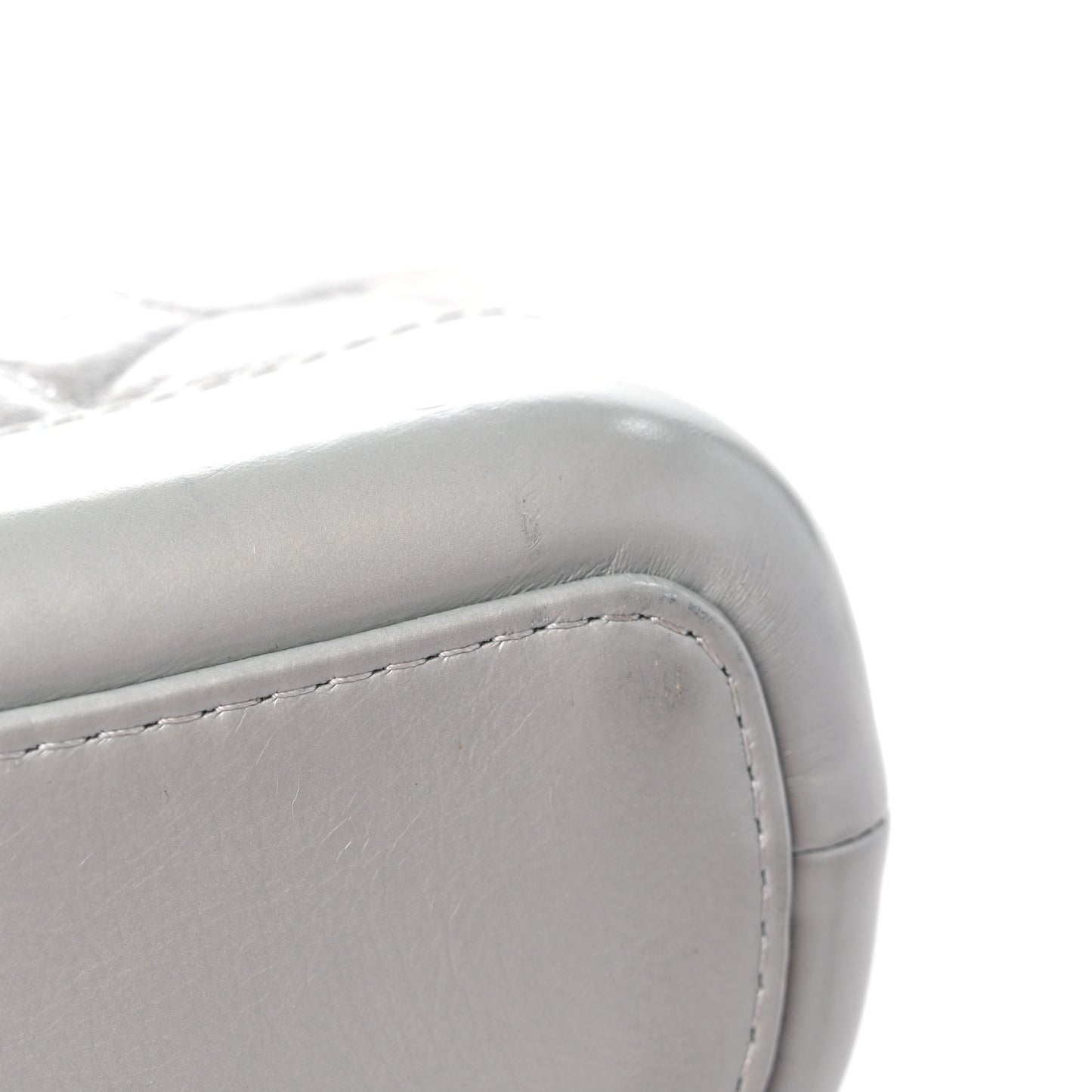 Metallic Aged Calfskin Quilted Small Gabrielle Hobo Silver