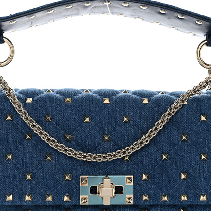 Valentino Garavani Denim Medium Rockstud Spike Shoulder Bag Denim 7 of 9