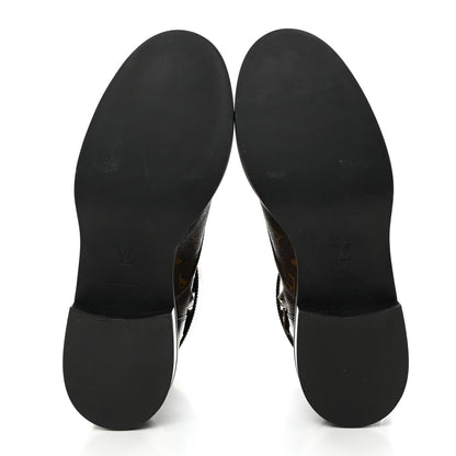 Louis Vuitton Calfskin Monogram Wonderland Flat Ranger Boots 39 Black 5 of 9