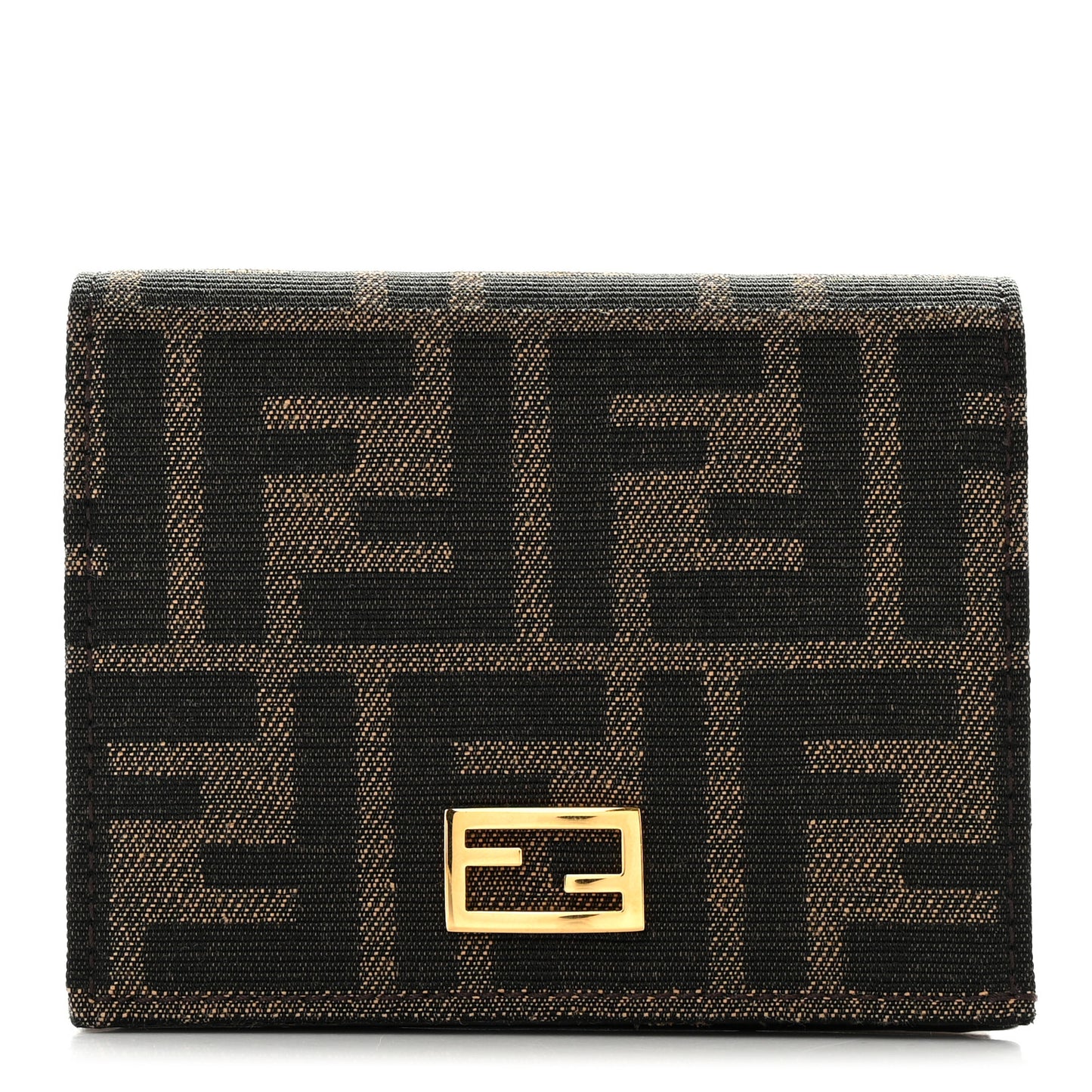 Fabric Jacquard FF 1974 Small Wallet Tobacco Moro