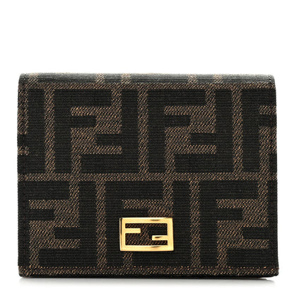 Fendi Fabric Jacquard FF 1974 Small Wallet Tobacco Moro 1 of 9