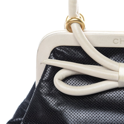 Chanel Perforated Lambskin Kiss Lock Black White 16 of 22