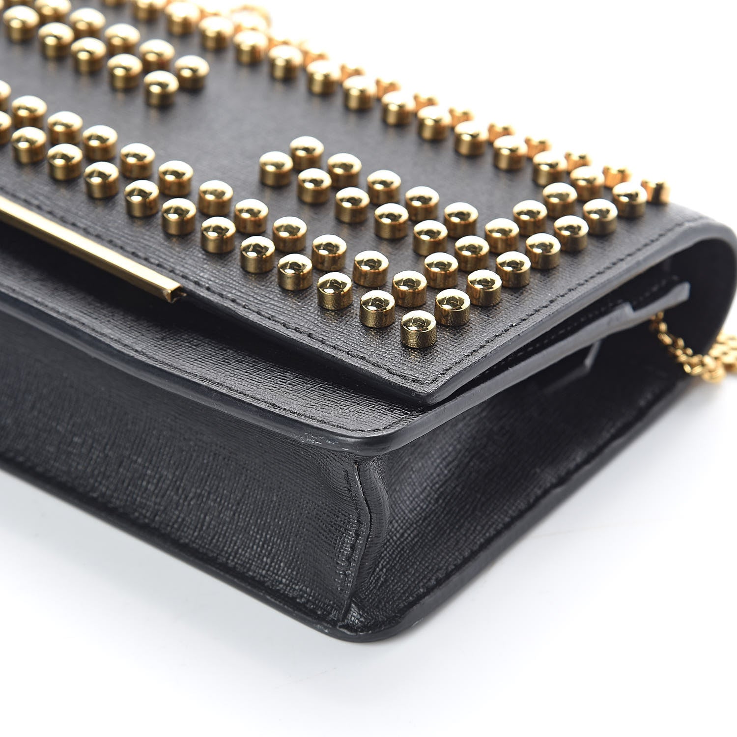 Fendi Vitello Elite Studded Tube Wallet on Chain Black 8 of 8