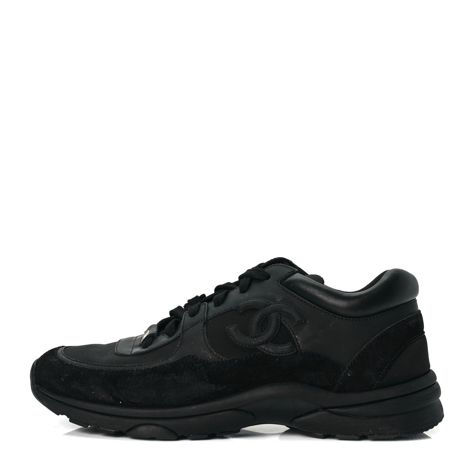 Chanel Toile Suede Calfskin CC Sneakers 40 Black 1 of 9