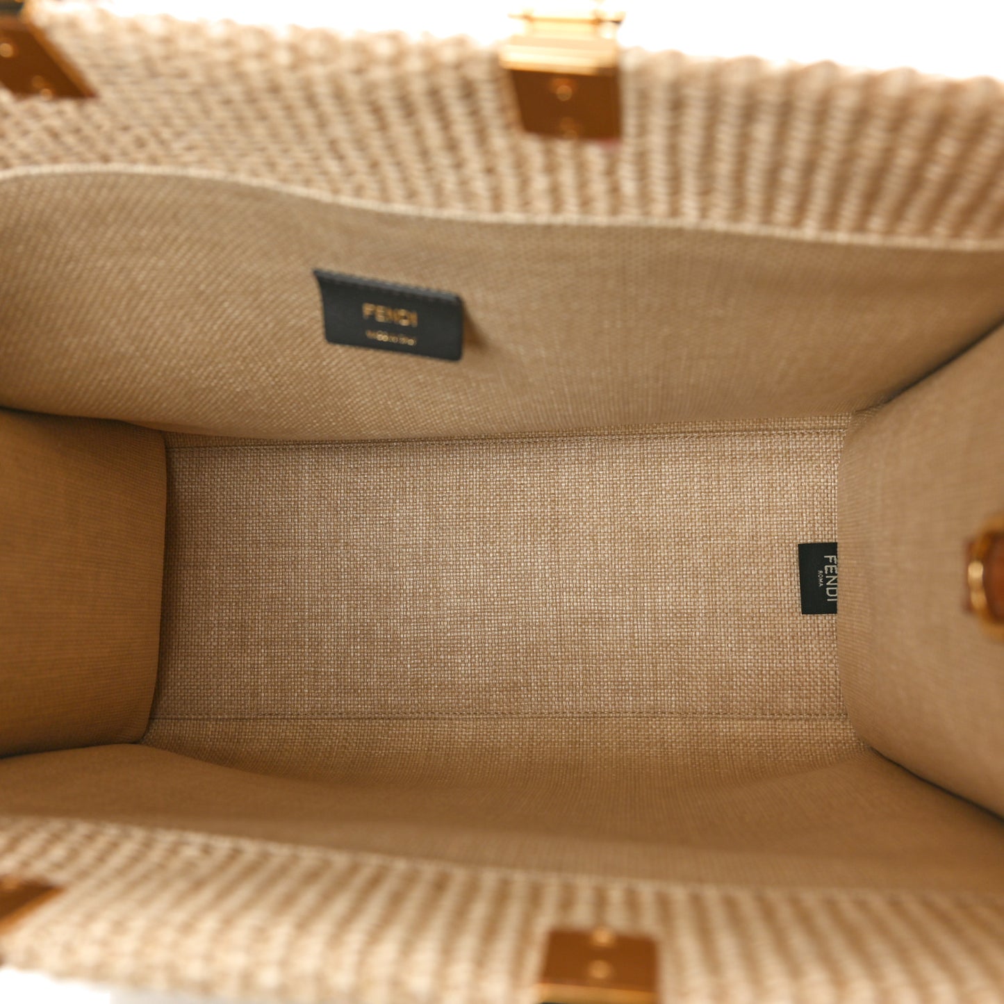 Straw Vitello King Plexiglass Woven Medium Fendi Sunshine Shopper Tote