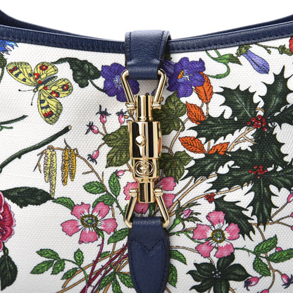 Gucci Canvas Flora Medium Jackie Hobo Blue Agata 11 of 11