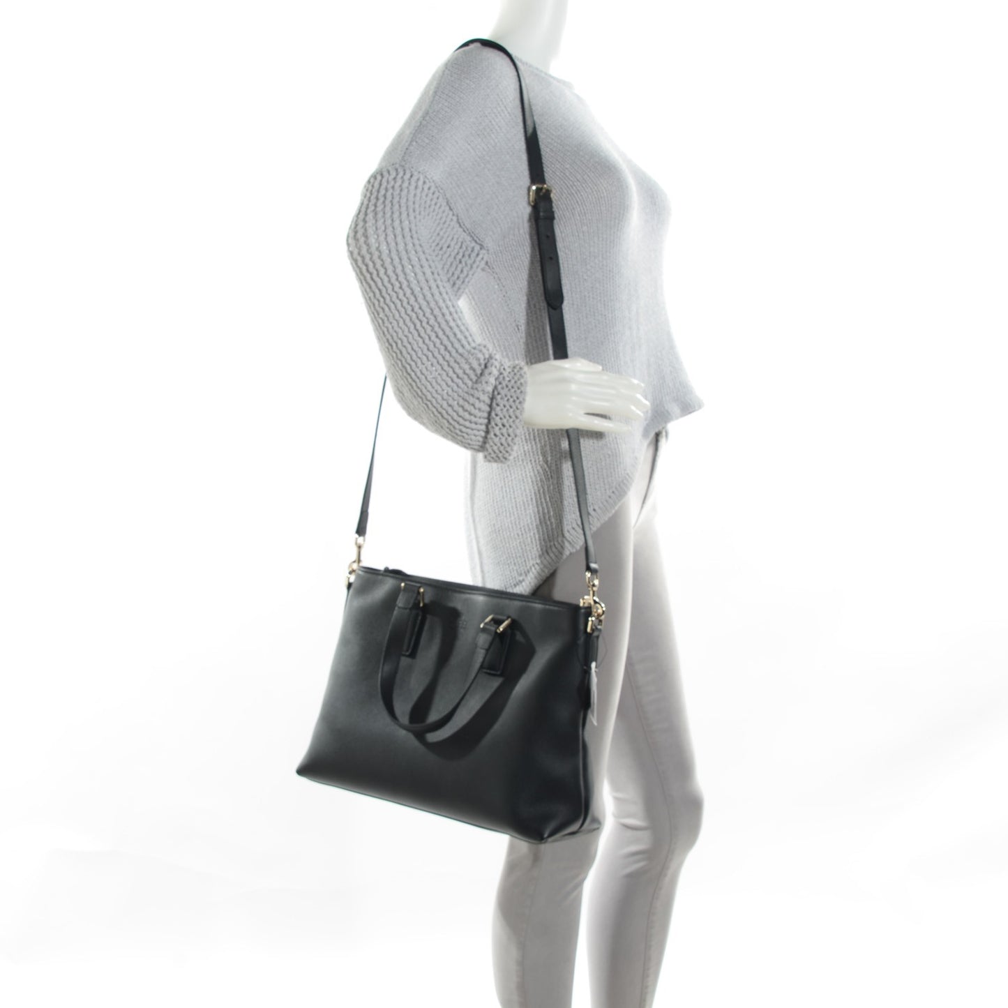 Calfskin Bamboo Tassel Top Handle Tote Black