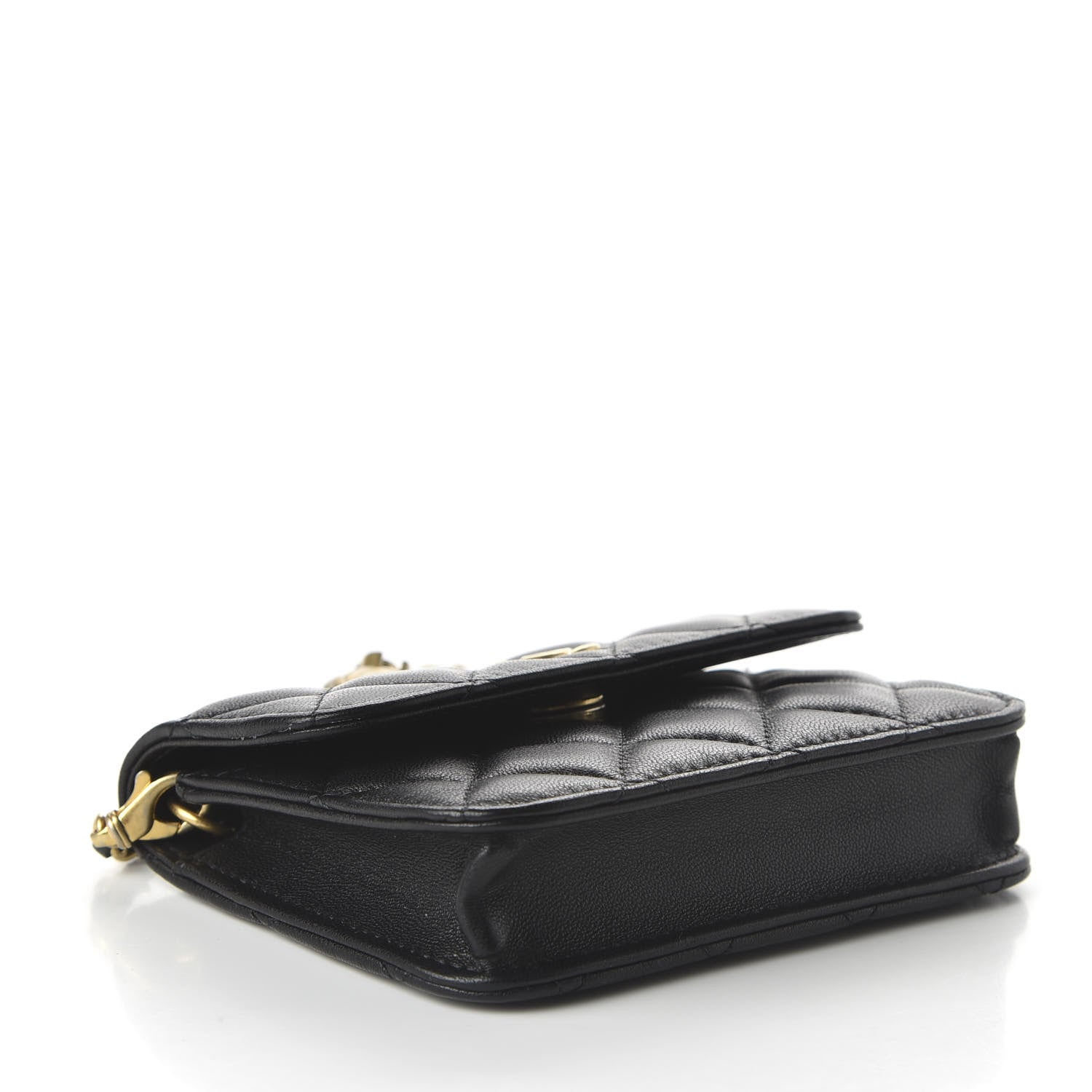 Chanel Lambskin Quilted Pearl Crush Clutch With Chain Black 4 of 12