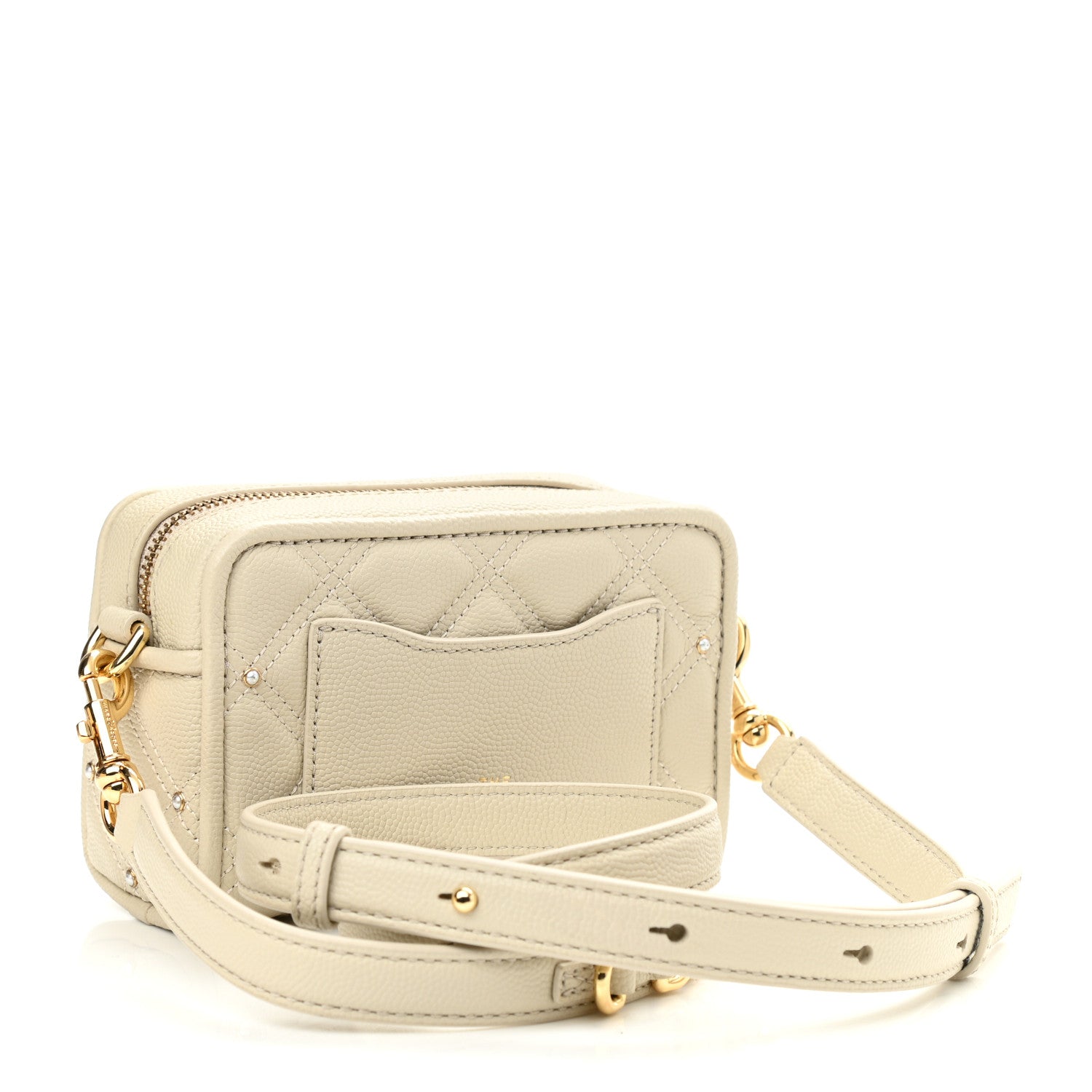Marc Jacobs Calfskin Quilted Pearl The Softshot 17 Crossbody Oatmilk 3 of 8