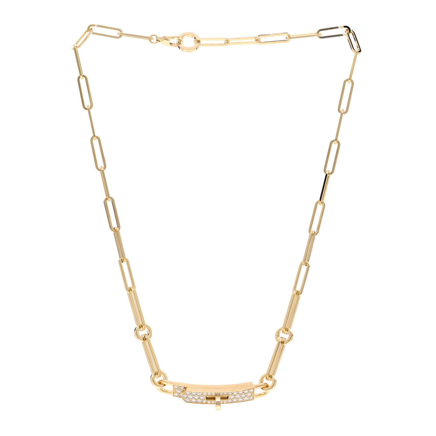 18K Yellow Gold Diamond Pave Kelly Chaine Choker Necklace