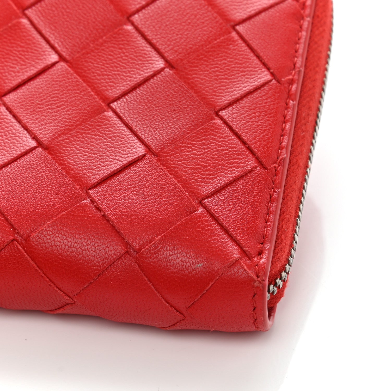 Bottega Veneta Nappa Intrecciato Zip Around Wallet Red 6 of 10