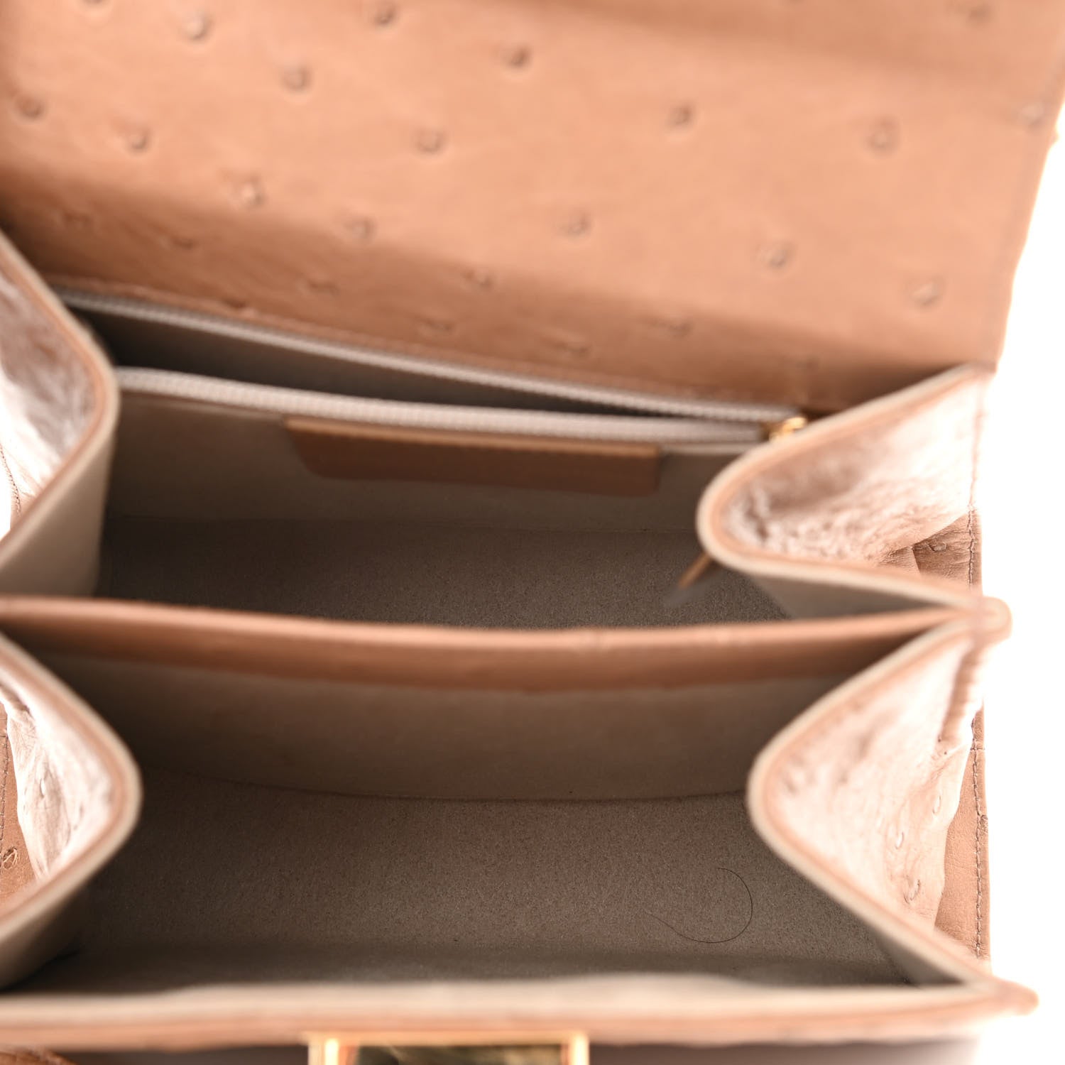 Salvatore Ferragamo Ostrich Iconic Small Top Handle Bag Camel 5 of 10