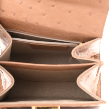 Salvatore Ferragamo Ostrich Iconic Small Top Handle Bag Camel 5 of 10