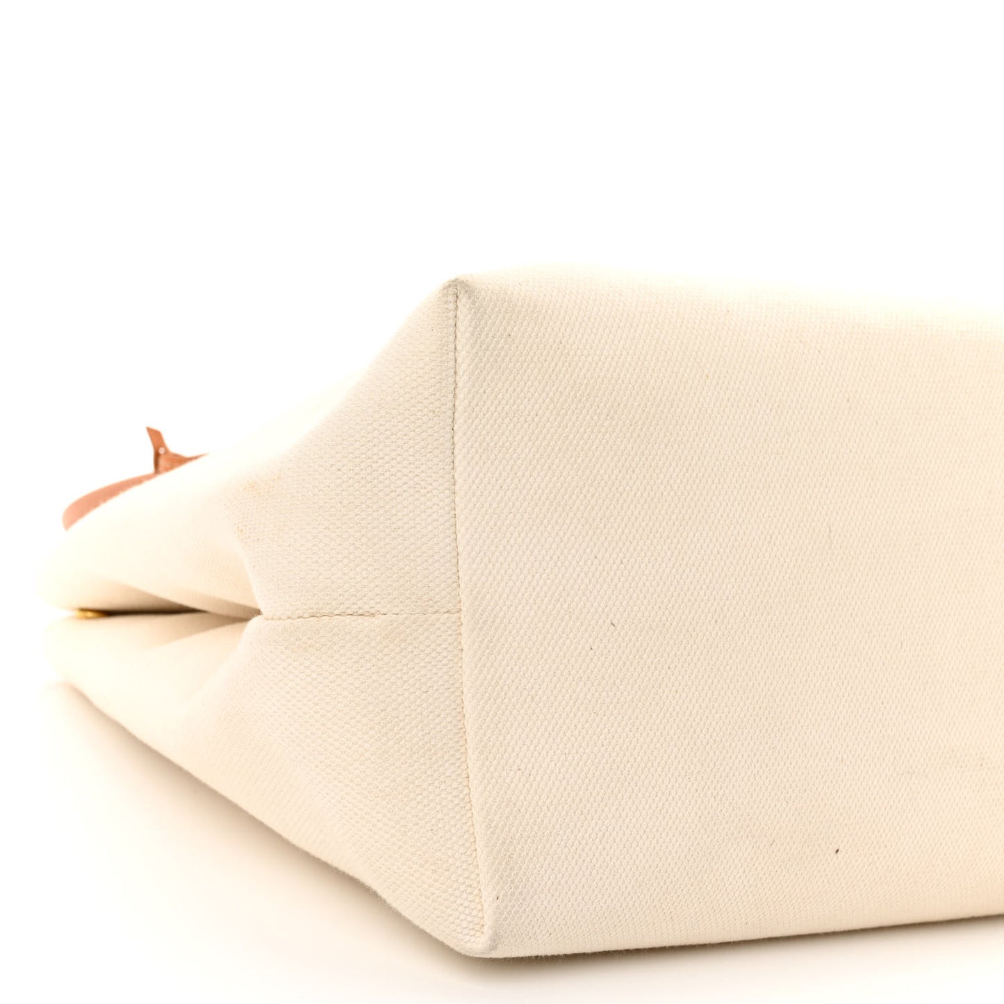 Canvas Calfskin Logo Print Small Horizontal Cabas Natural Tan