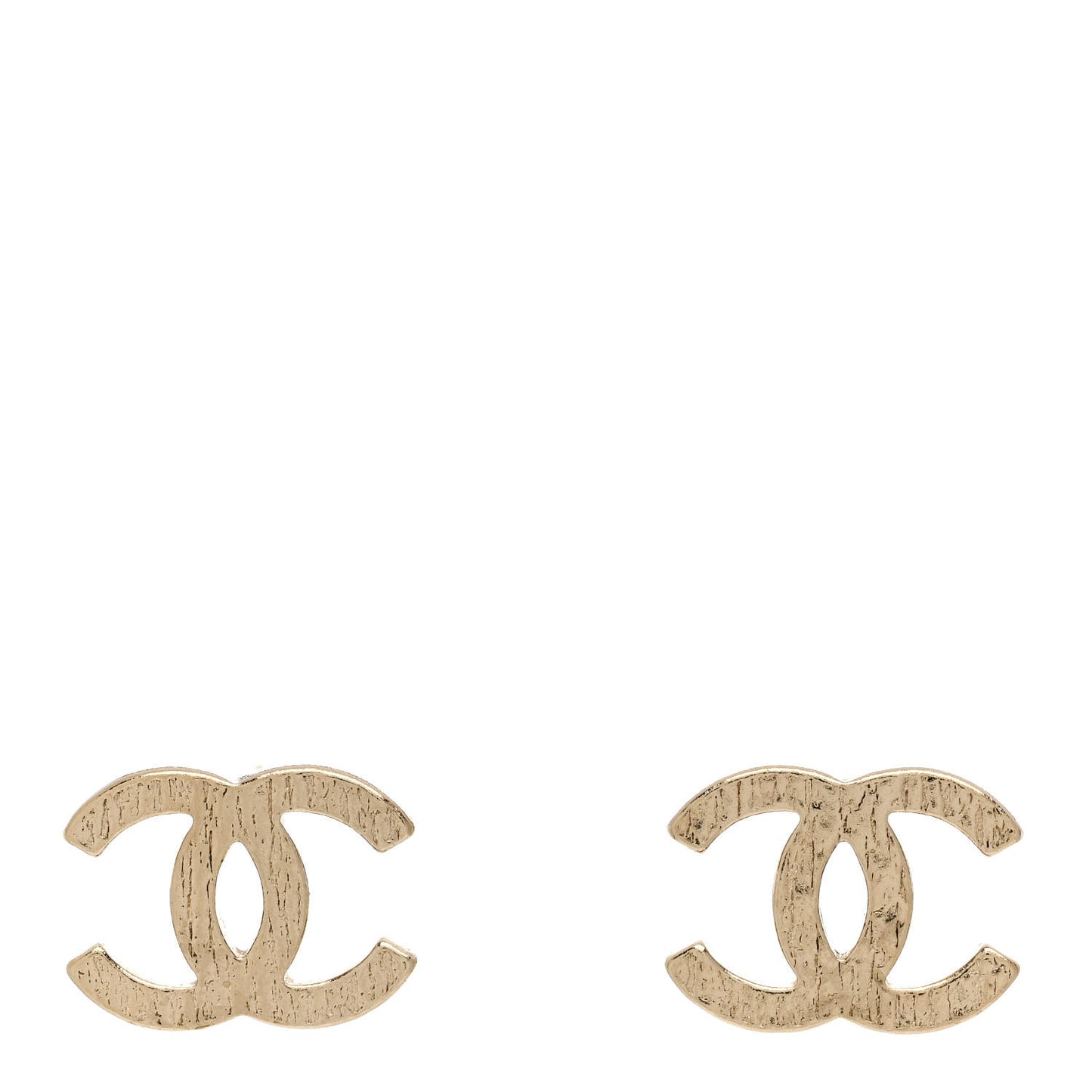 Metal Textured CC Earrings Gold