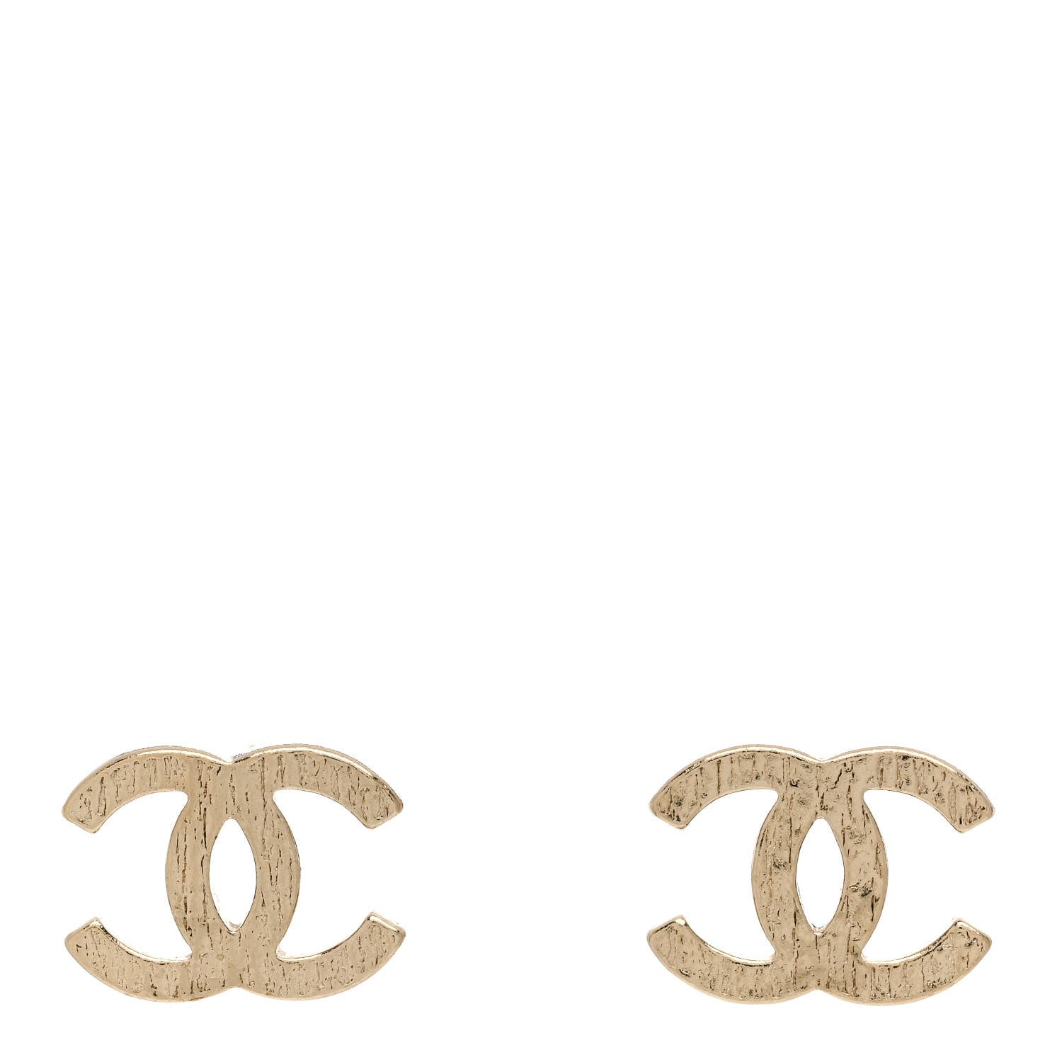 Chanel Metal Textured CC Earrings Gold 1 of 5