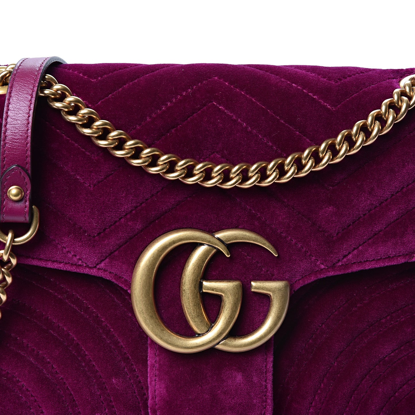 Velvet Matelasse Medium GG Marmont Shoulder Bag Fuchsia Violet Cyclamen