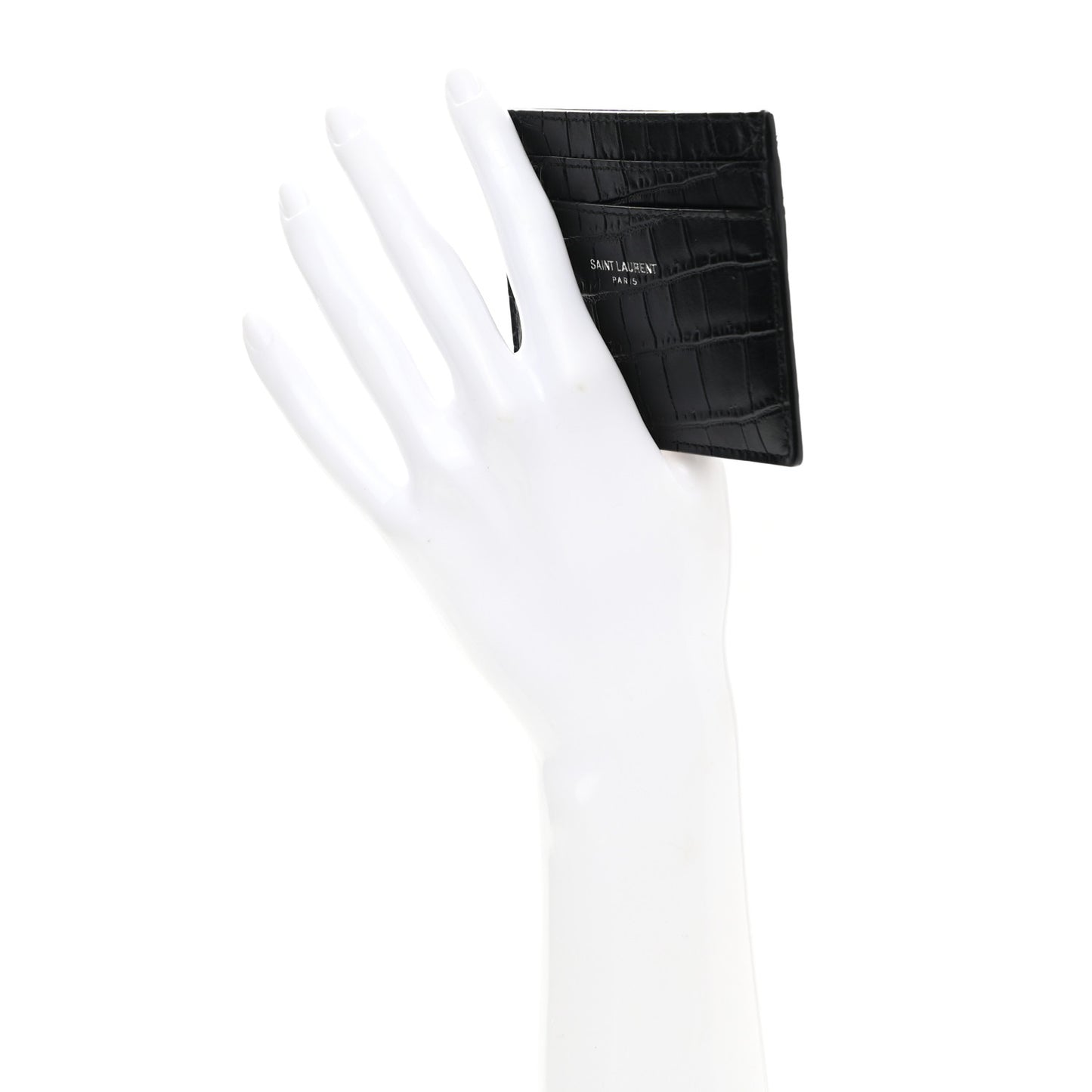 Calfskin Crocodile Embossed Card Case Black