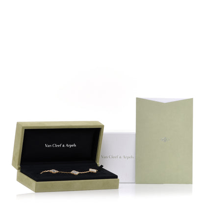 Van Cleef & Arpels 18K Yellow Gold Mother of Pearl 5 Motifs Vintage Alhambra Bracelet 6 of 6