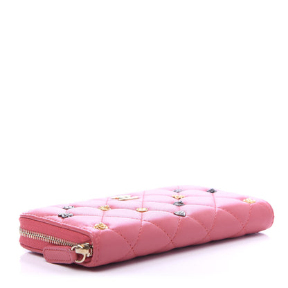 Chanel Lambskin Quilted Small Lucky Charms Zip Around Wallet Pink 4 of 12