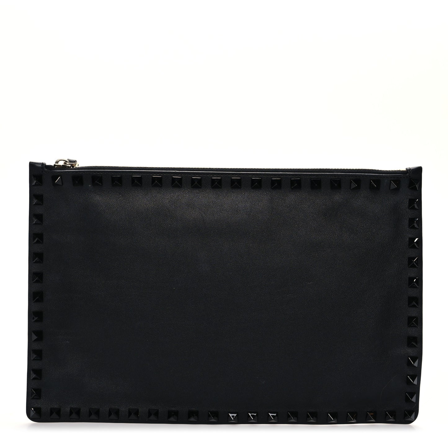 Nappa Monochrome Large Rockstud Zip Pouch Black