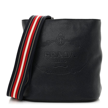 Prada Vitello Daino Logo Crossbody Bag Baltico 1 of 12