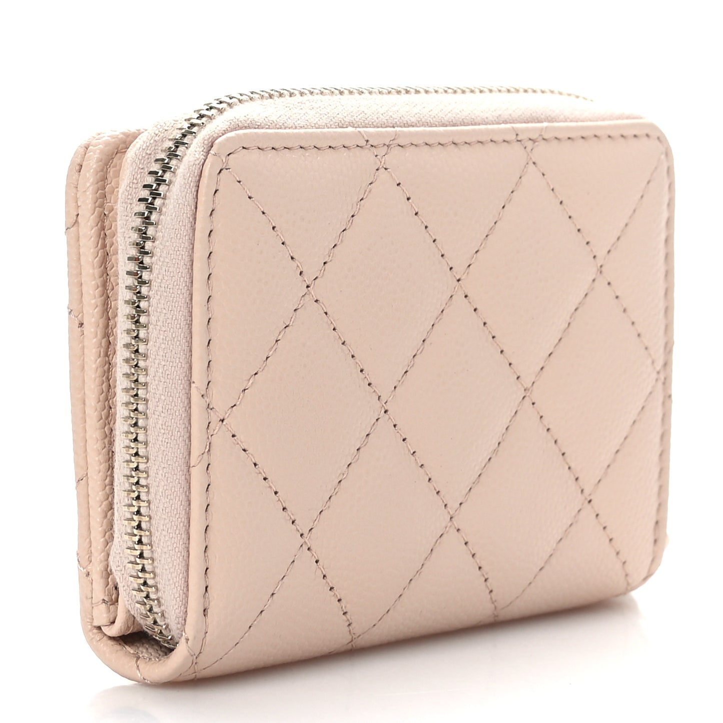 Caviar Quilted Zip Coin Purse Light Pink