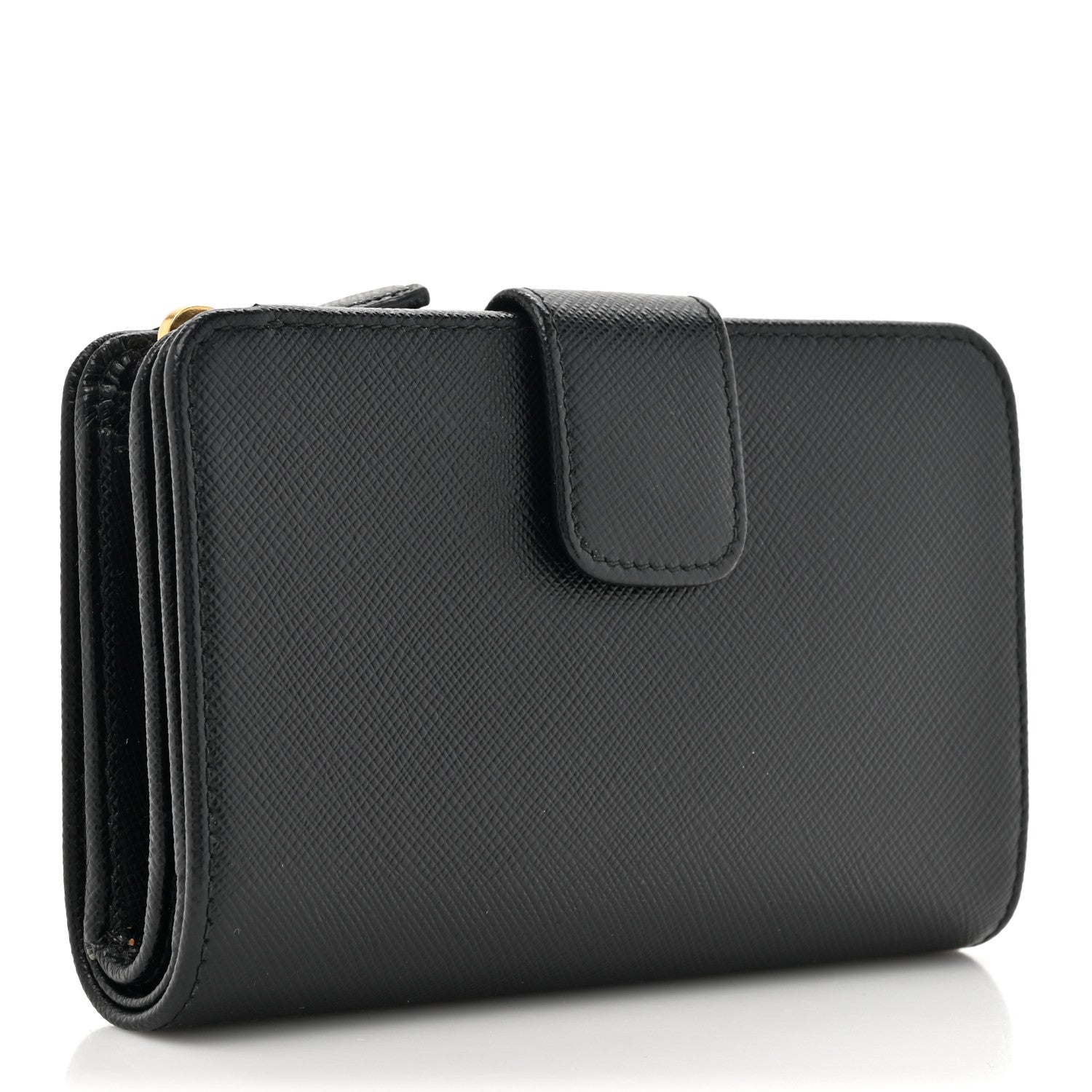 Prada Saffiano Metal Compact Wallet Black 3 of 9