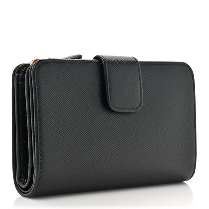 Prada Saffiano Metal Compact Wallet Black 3 of 9