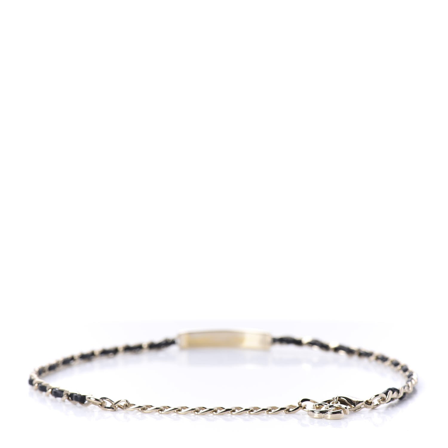 Chanel Metal Lambskin Crystal Sergeant Choker Necklace Black Gold 3 of 6