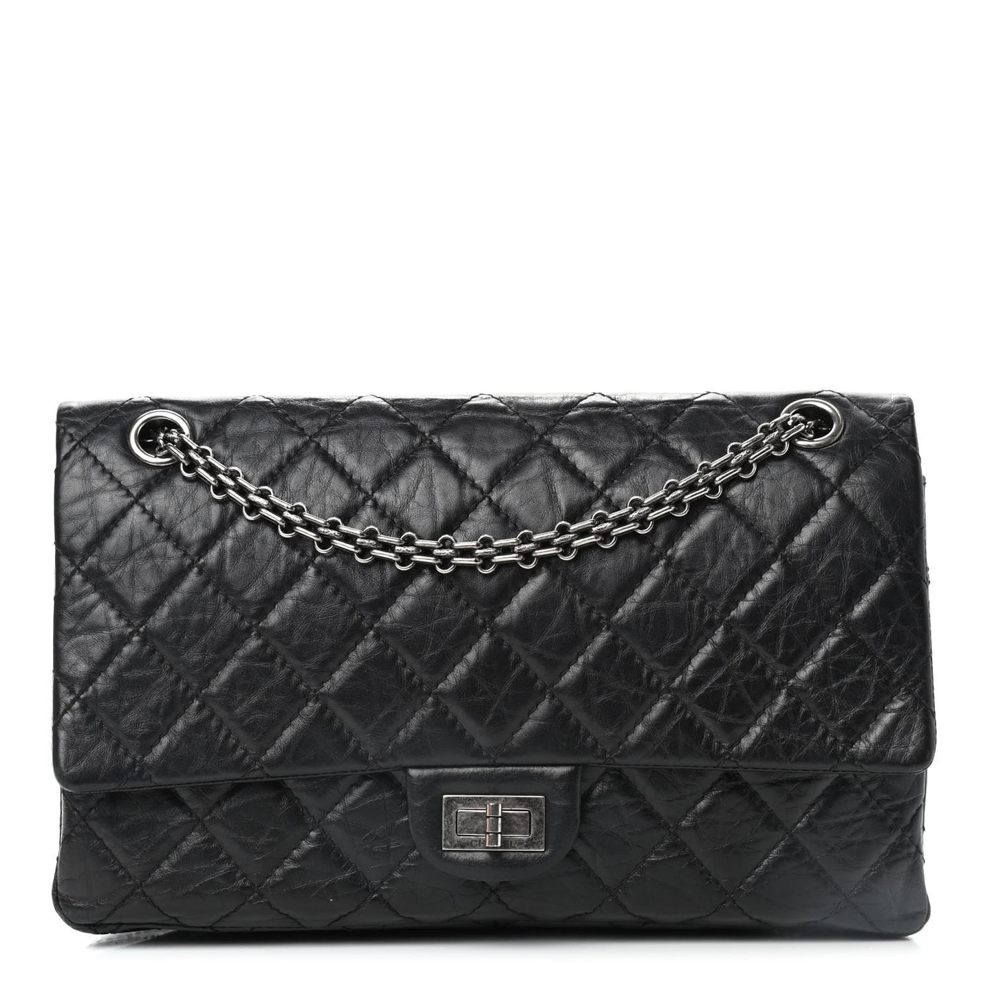 Aged Calfskin Quilted 2.55 Reissue 226 Flap Black