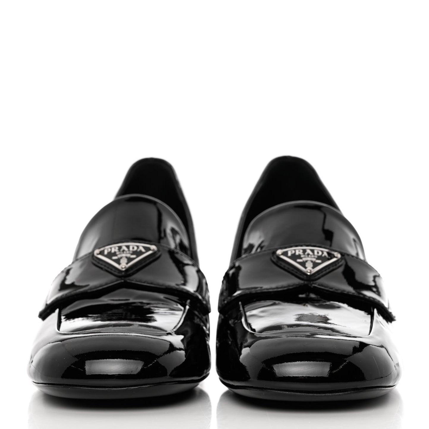 Vernice Metal Triangle Logo 45mm Loafer Pumps 39.5 Black