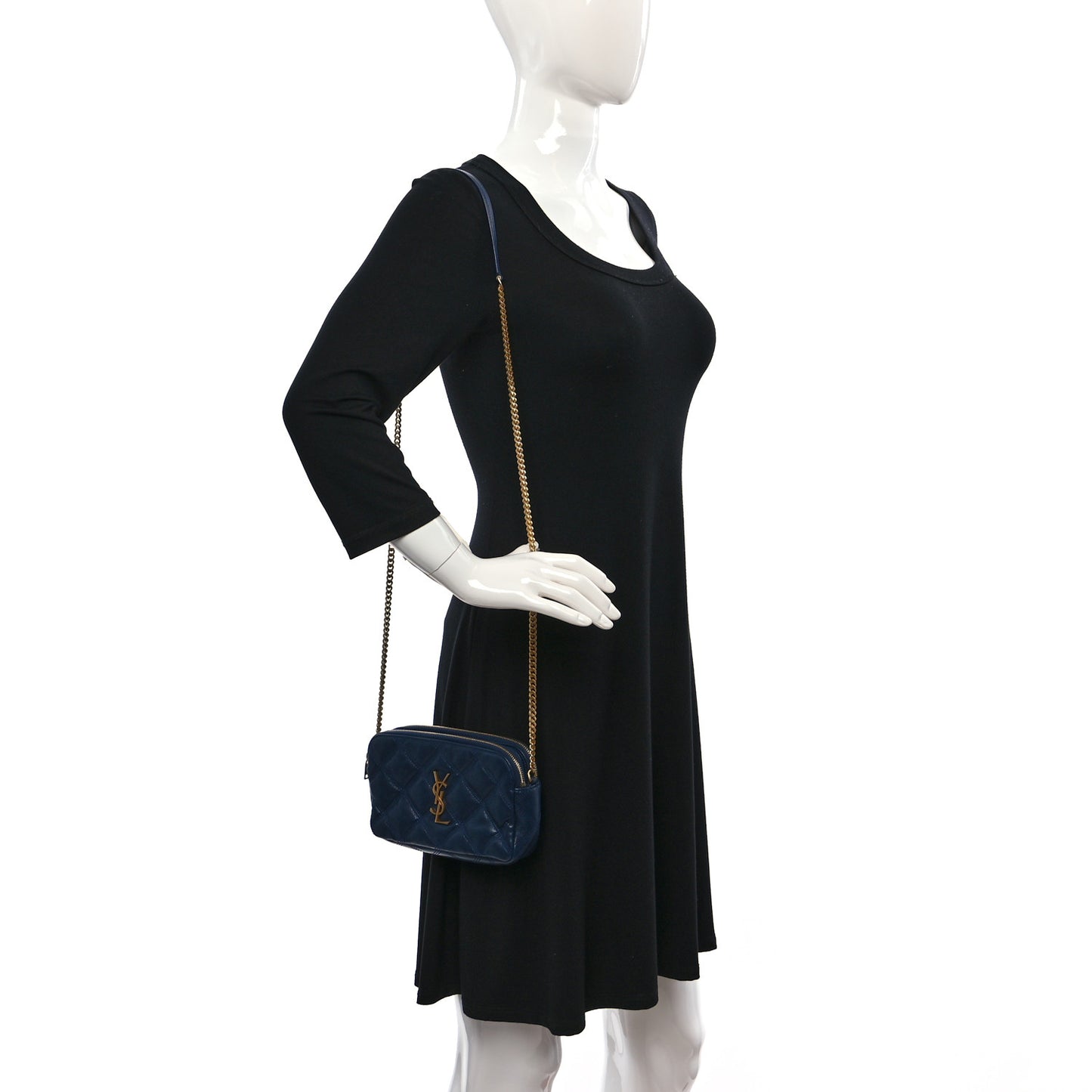 Grained Lambskin Quilted Mini Becky Double Zip Bag Blue Charron