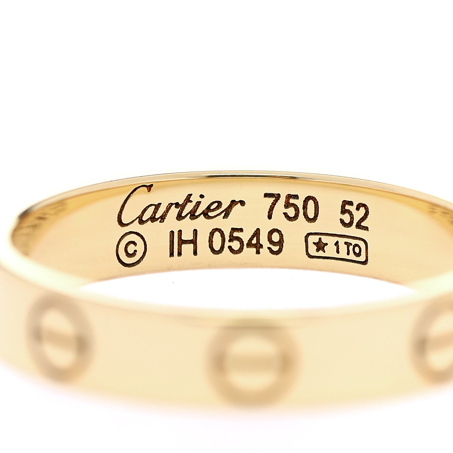 18K Yellow Gold 3.5mm LOVE Wedding Band Ring 52 6