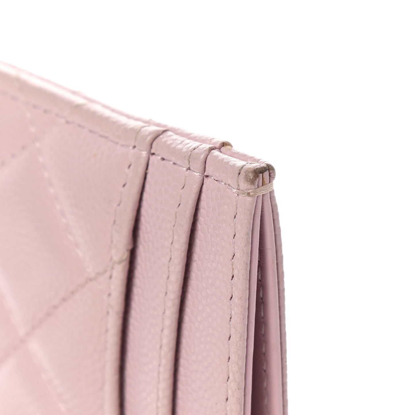 Caviar Quilted Card Holder Light Pink