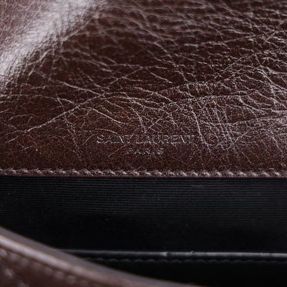 Saint Laurent Crinkled Lambskin Matelasse Monogram Baby Niki Chain Satchel Chocolate 8 of 11