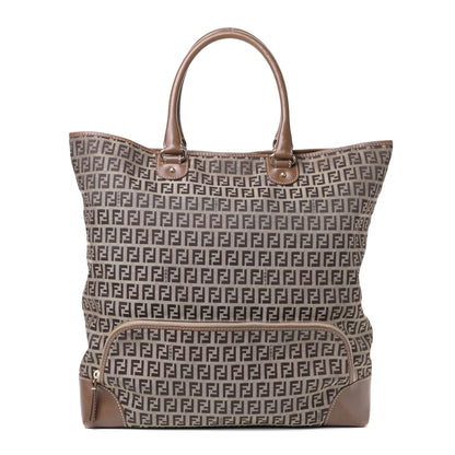 Fendi Zucchino Cuoio Chef Shopping Tote Mogano Panna Fango 1 of 17