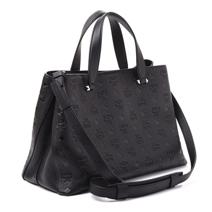 MCM Calfskin Ottomar Monogram Large Essential Tote Black 2 of 12