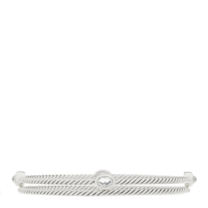 David Yurman Sterling Silver Crystal Color Classics Cable Bangle Bracelet Set of 2 1 of 3