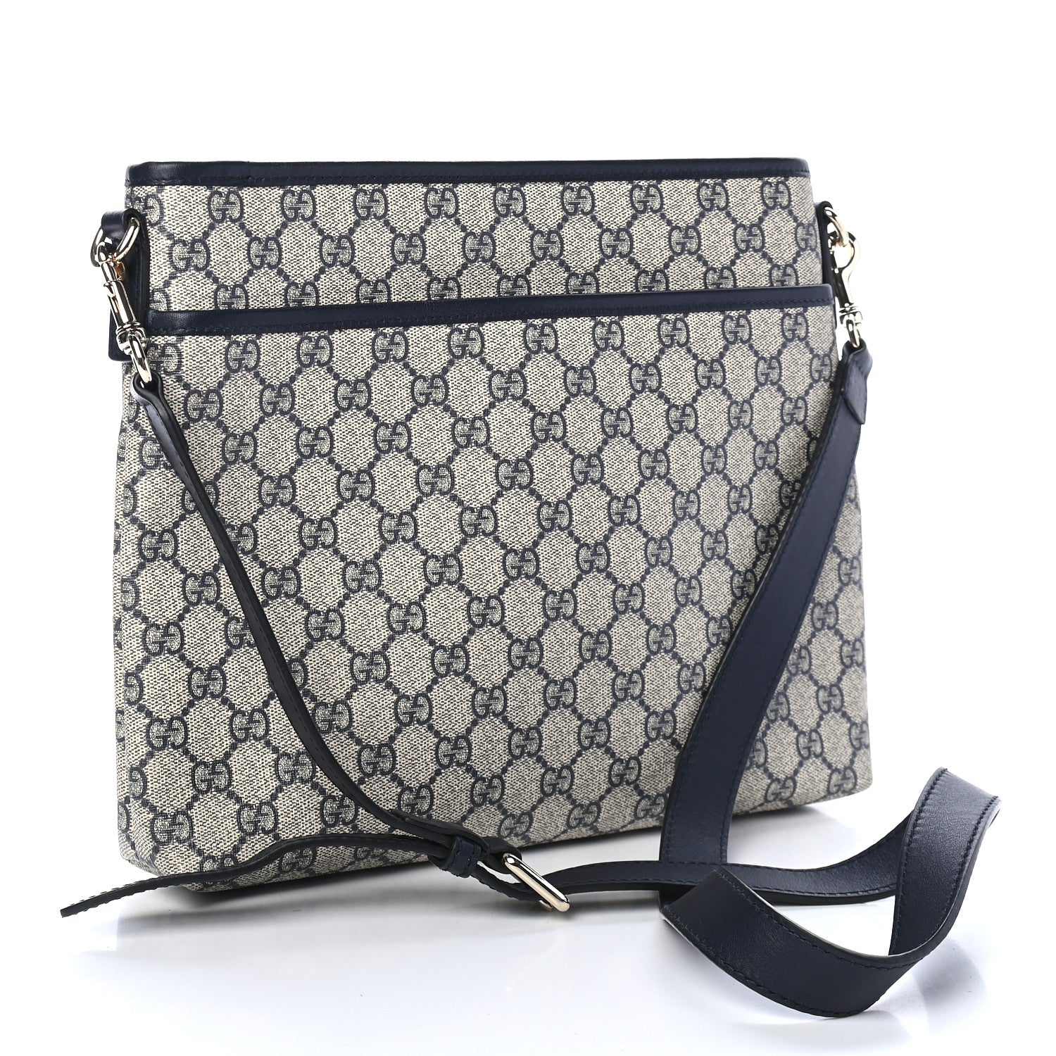 Gucci GG Plus Monogram Medium Flat Messenger Bag Navy 2 of 9