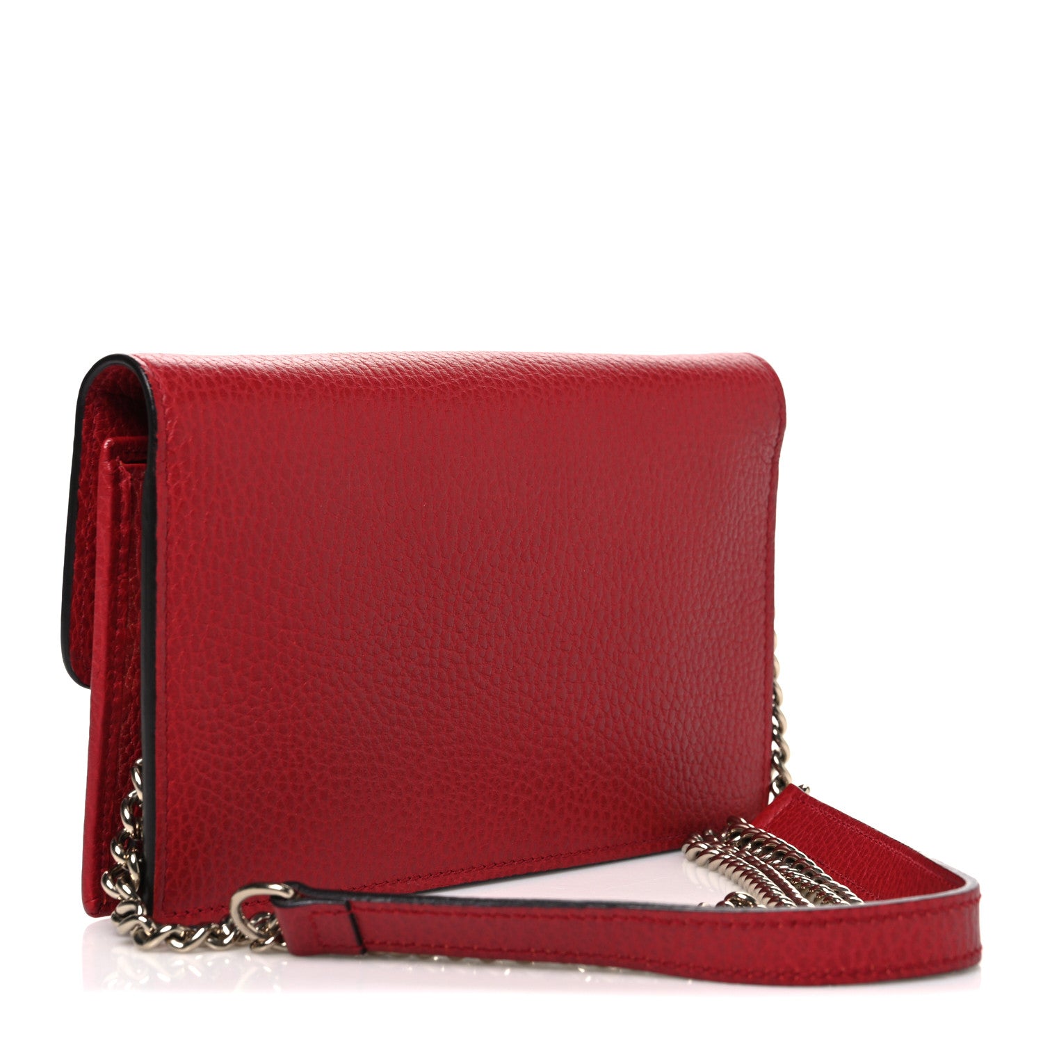 Gucci Dollar Calfskin Interlocking G Chain Wallet Red 3 of 11