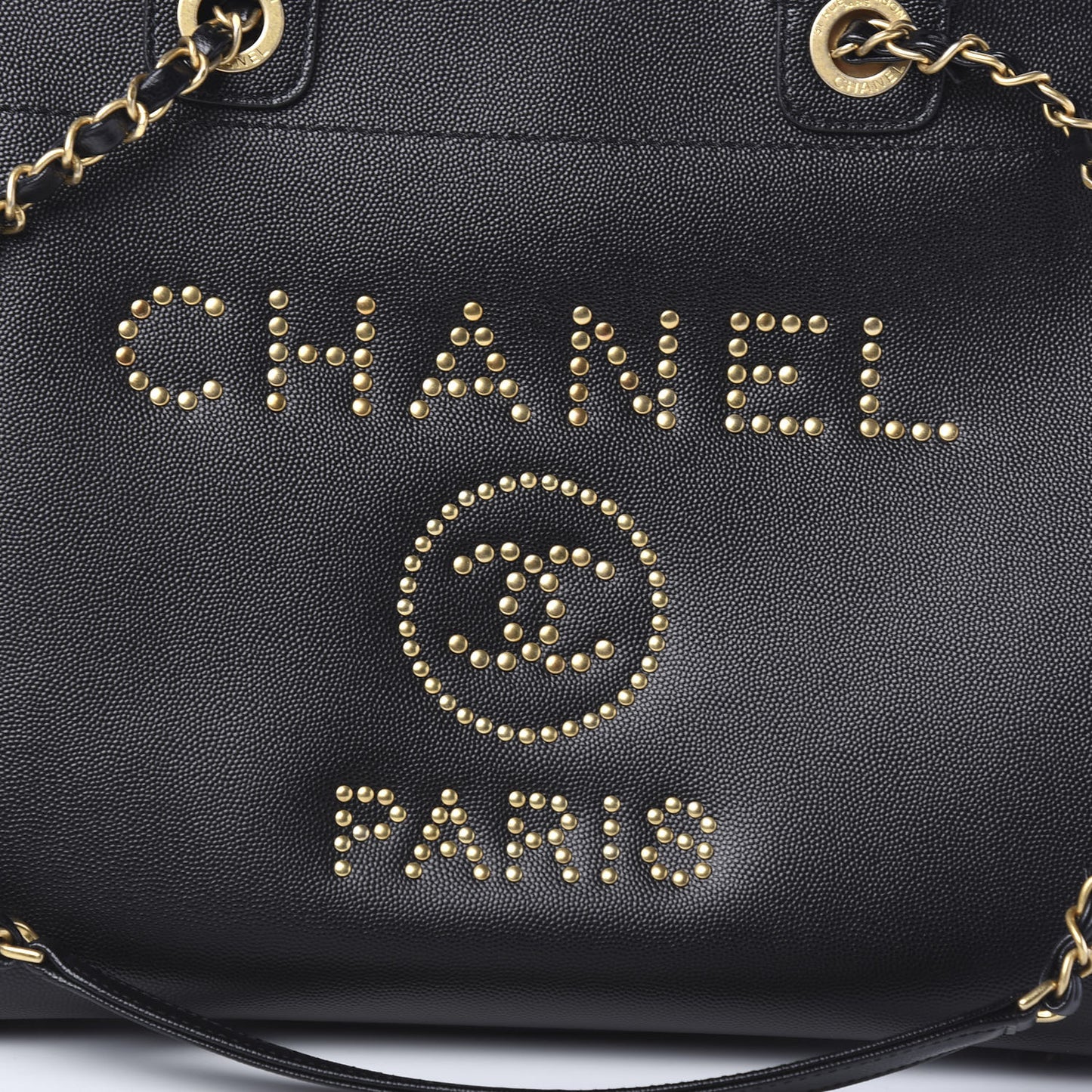 Caviar Small Studded Deauville Tote Black