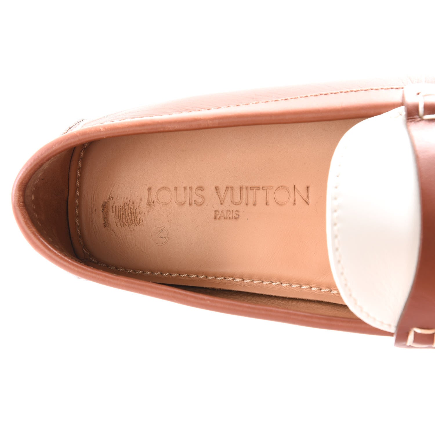 Louis Vuitton Calfskin Mens Shade Car Loafers 9 Brown White 7 of 10