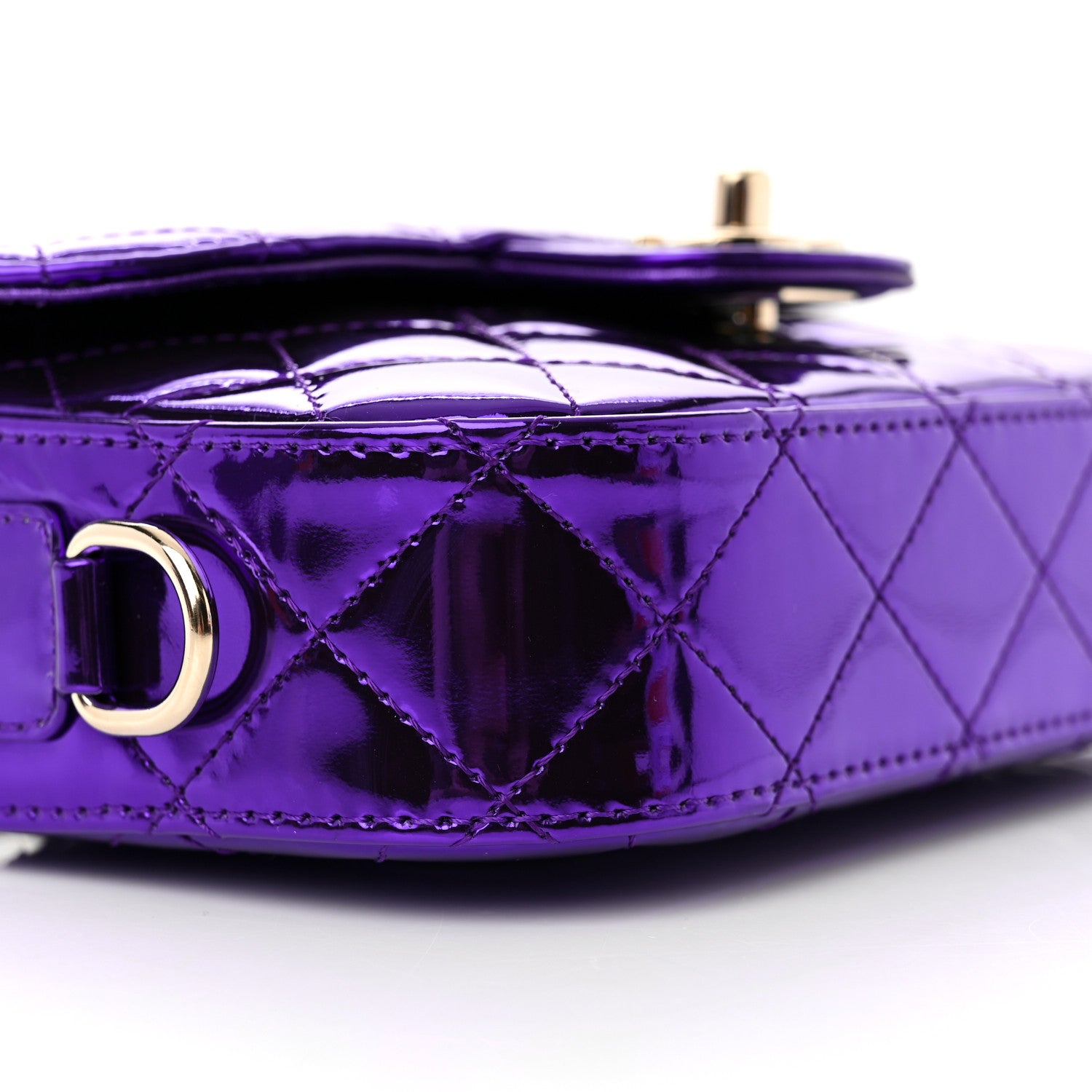 Chanel Mirror Calfskin Metallic Calfskin Quilted Hollywood Boulevard Mini Flap With Star Coin Purse Purple 10 of 12