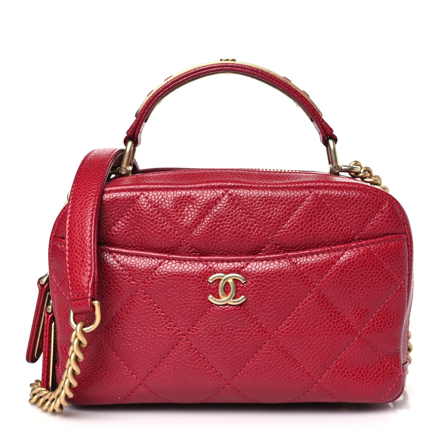 Caviar Quilted Mini Carry Around Bowling Bag Red