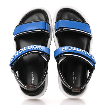 Louis Vuitton Calfskin Monogram Pool Pillow Flat Comfort Sandals 41 Blue 2 of 10