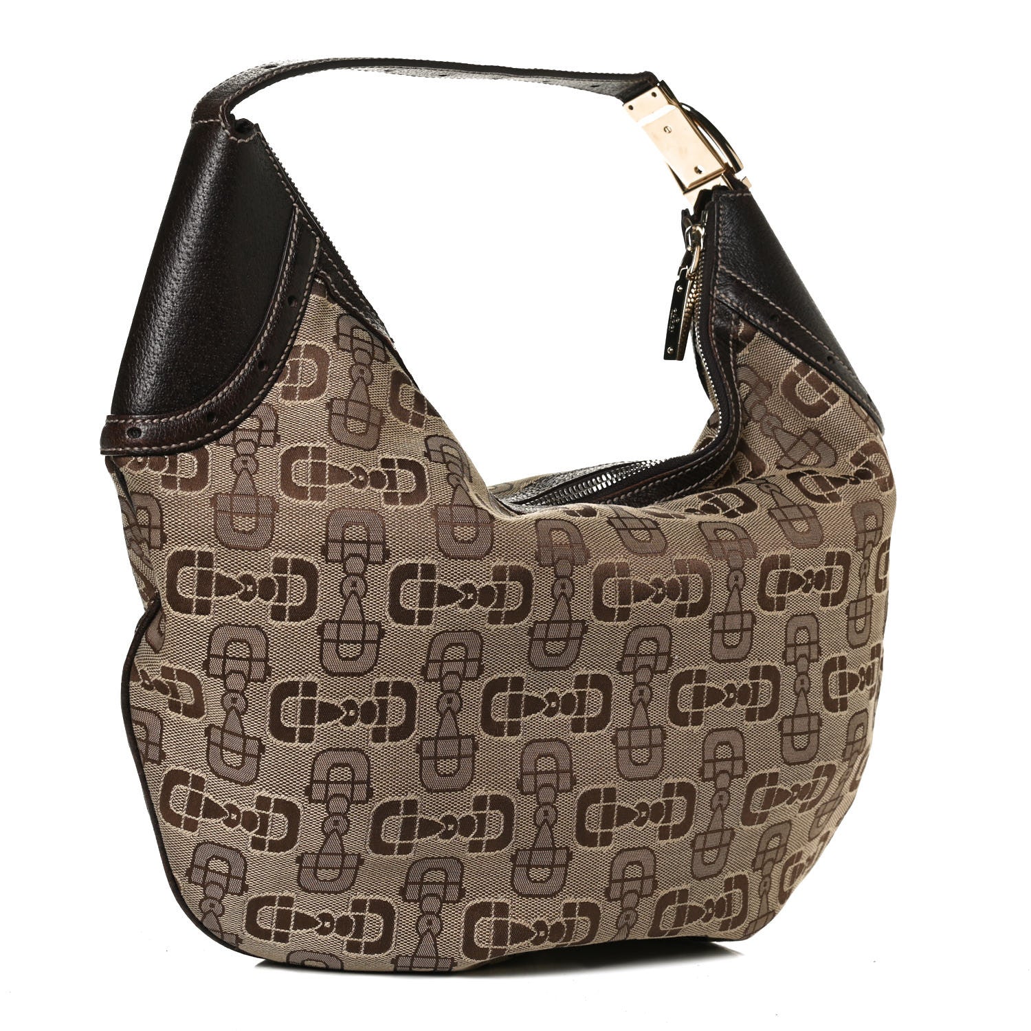Gucci Canvas Horsebit Glam Hobo Dark Brown 4 of 27