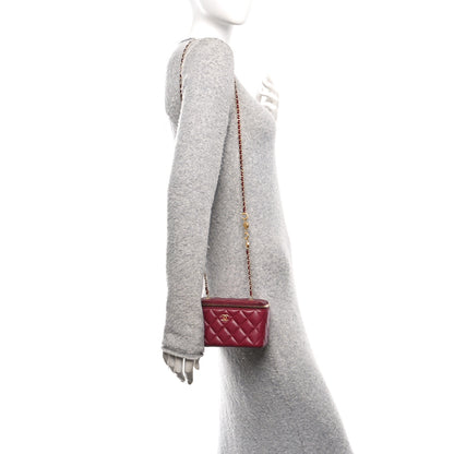 Chanel Lambskin Enamel Quilted Small Coco Hearts Vanity Case With Chain Burgundy 2 of 13